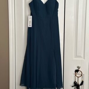 Azazie Clarissa Neptune blue dress